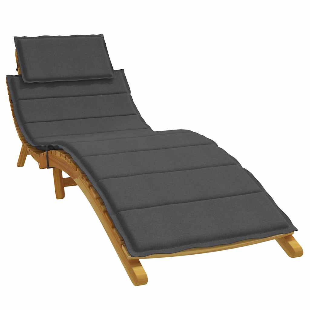 Anthracite melange sun lounger cushion with gray fabric and foam filling, sized 73.2x22.8x1.6 inches.