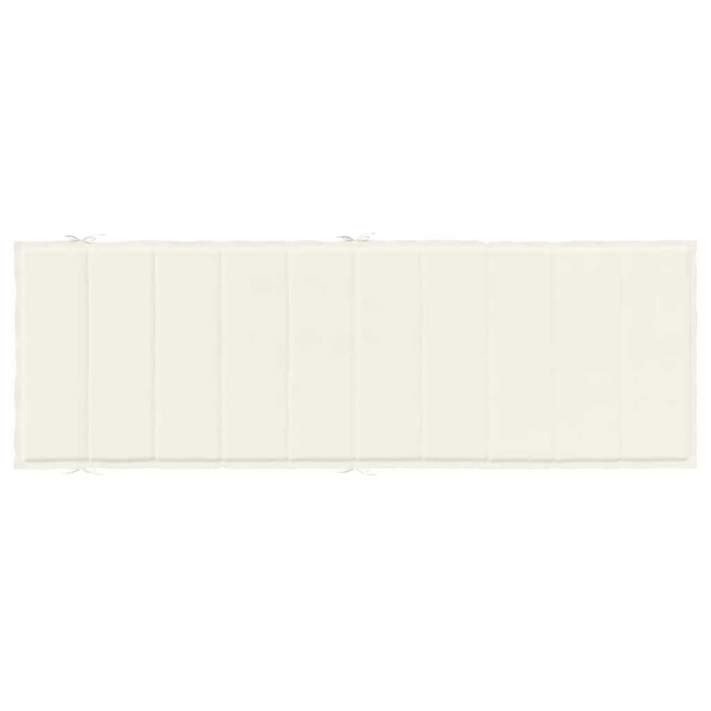 Cream polyester foam fiber sun lounger cushion with non-slip ropes and elastic back strap