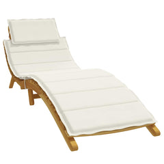 Cream sun lounger cushion in polyester foam fiber with white upholstery and straps.