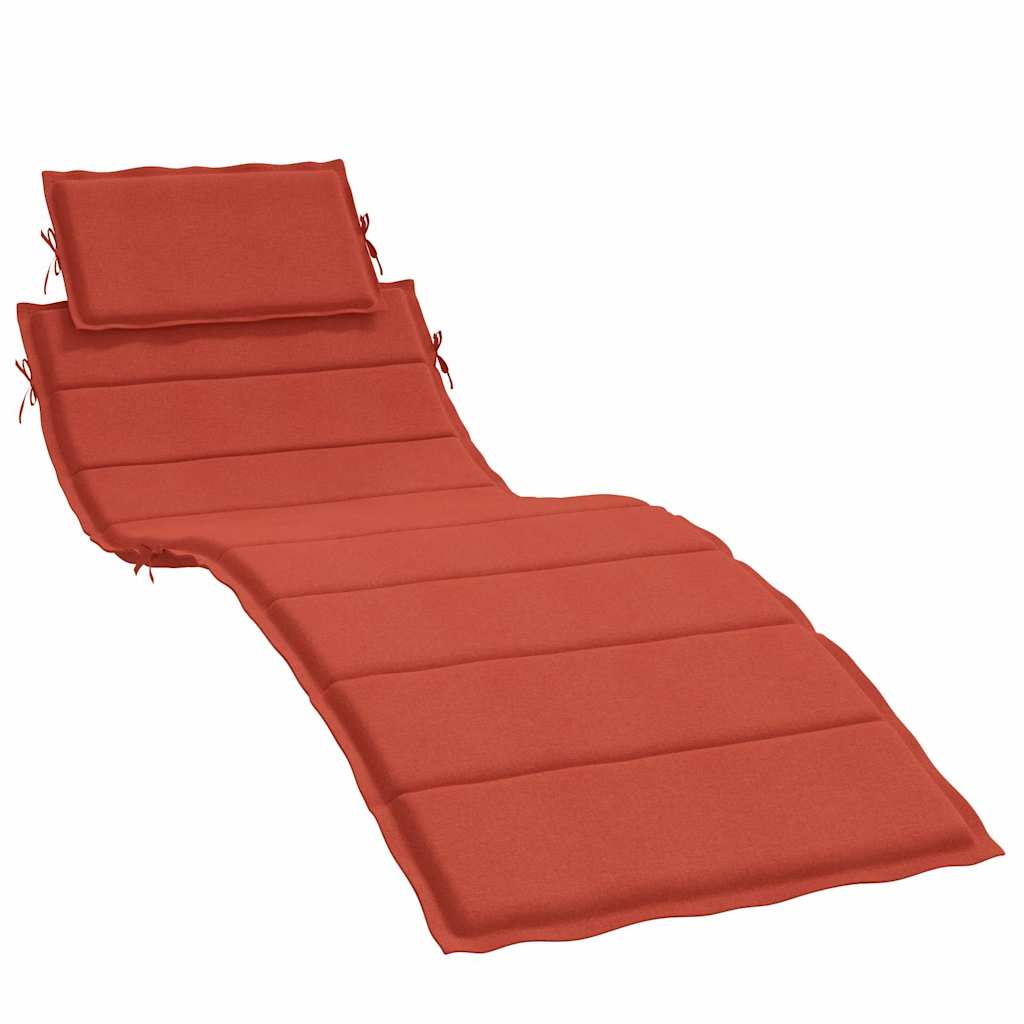 Red melange sun lounger cushion with head pillow, polyester foam fiber, 73x23x2 inches.