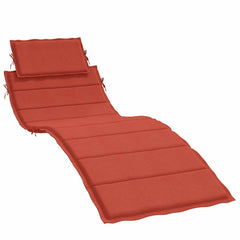 Red melange sun lounger cushion with head pillow, polyester foam fiber, 73x23x2 inches.