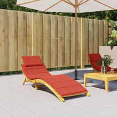 Melange red polyester foam lounger cushion with headrest, 73x23x2 inches.