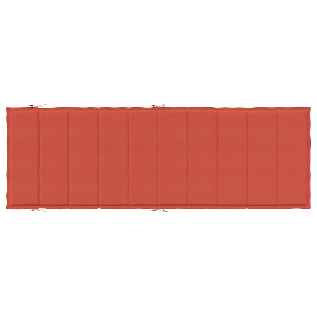 Red melange polyester sun lounger cushion with foam fiber filling, 73x23x2 inches.