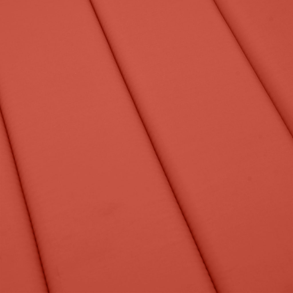 Red melange lounger cushion with foam fiber filling and non-slip straps, 73x23x2 inches.