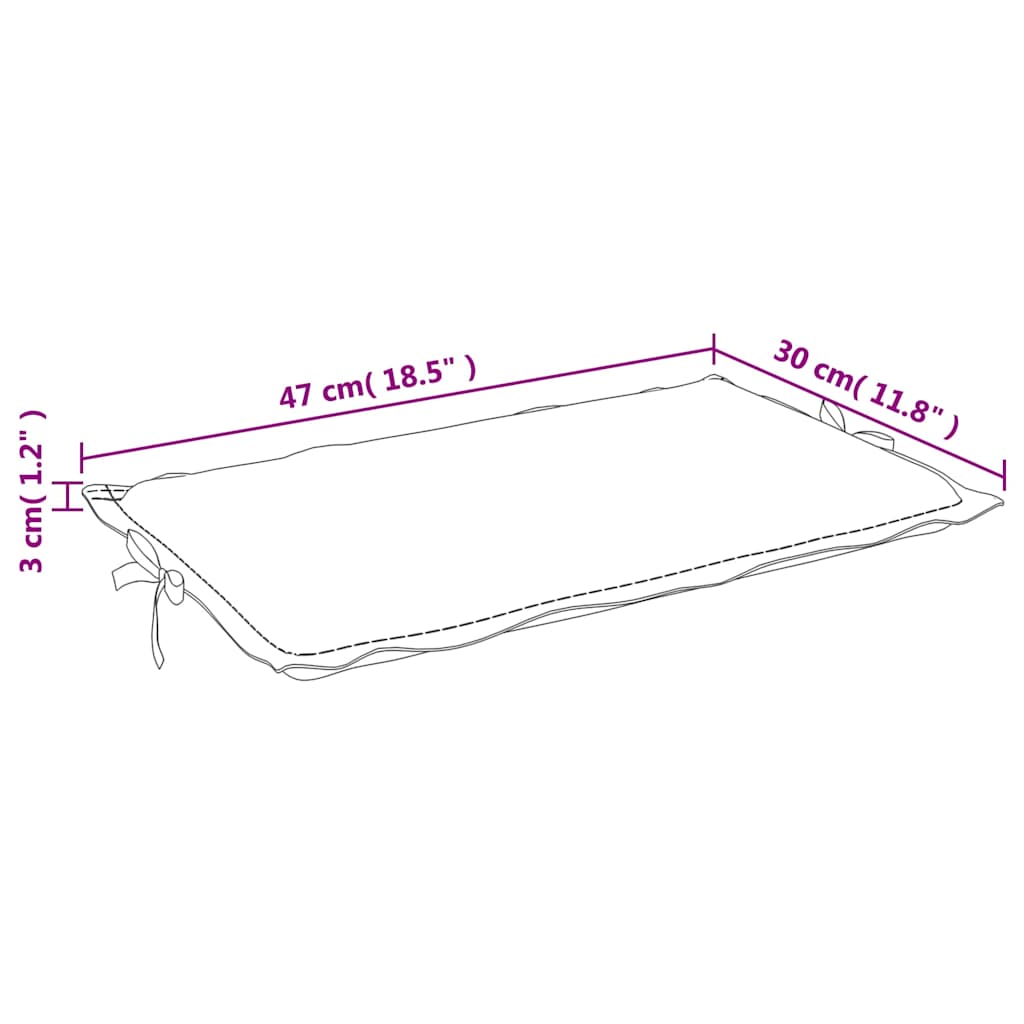 Diagram of a rectangular red melange sun lounger cushion measuring 73x23x2 inches with non-slip straps.