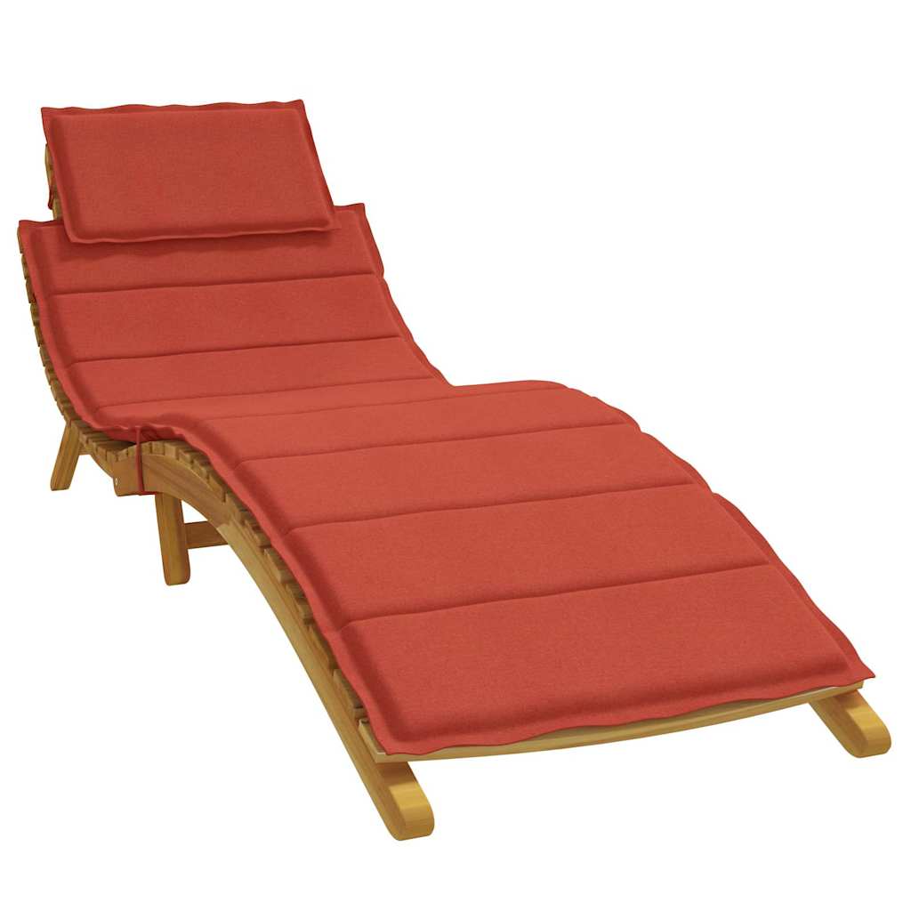 Red melange polyester foam lounger cushion with head pillow, 73x23x2 inches.