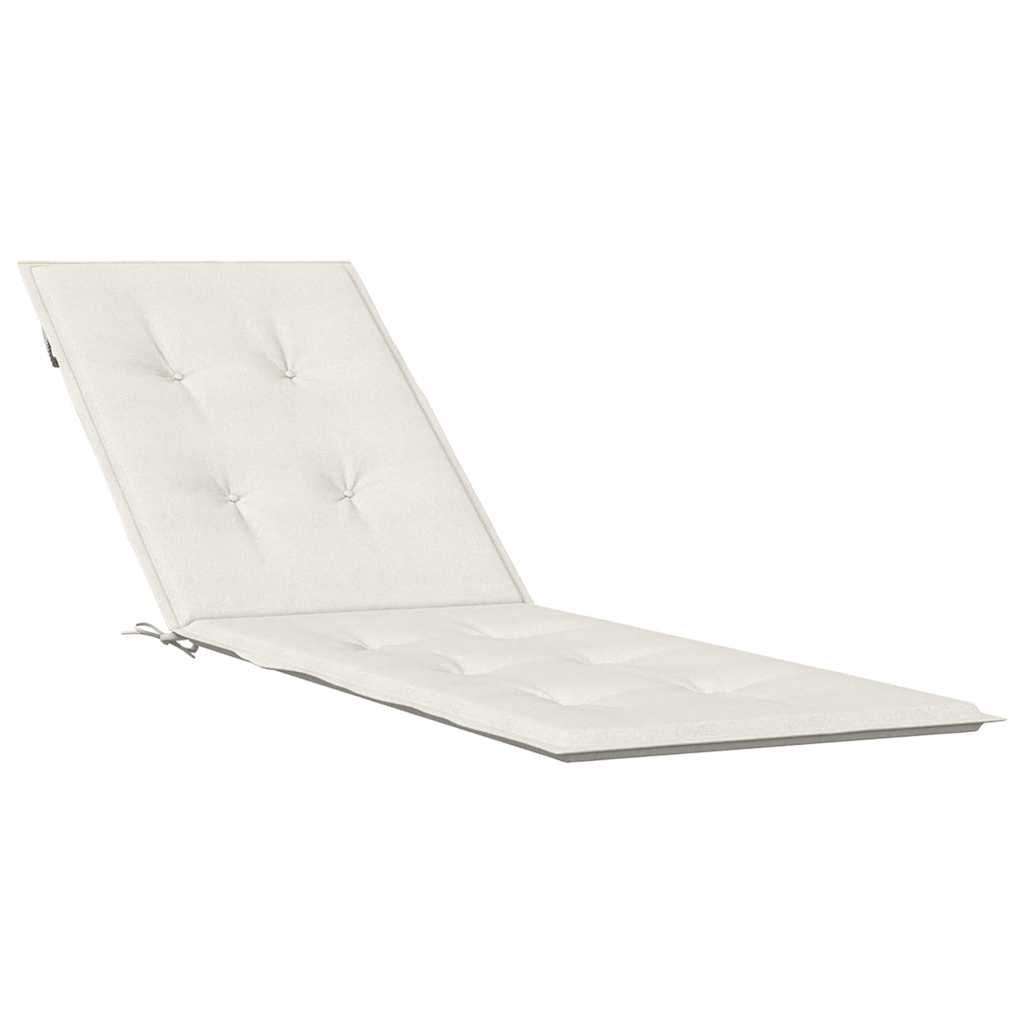 Cream melange polyester foam fiber cushion for deck chair, with tufted design and straps.