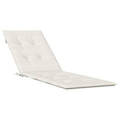 Cream melange polyester foam fiber cushion for deck chair, with tufted design and straps.