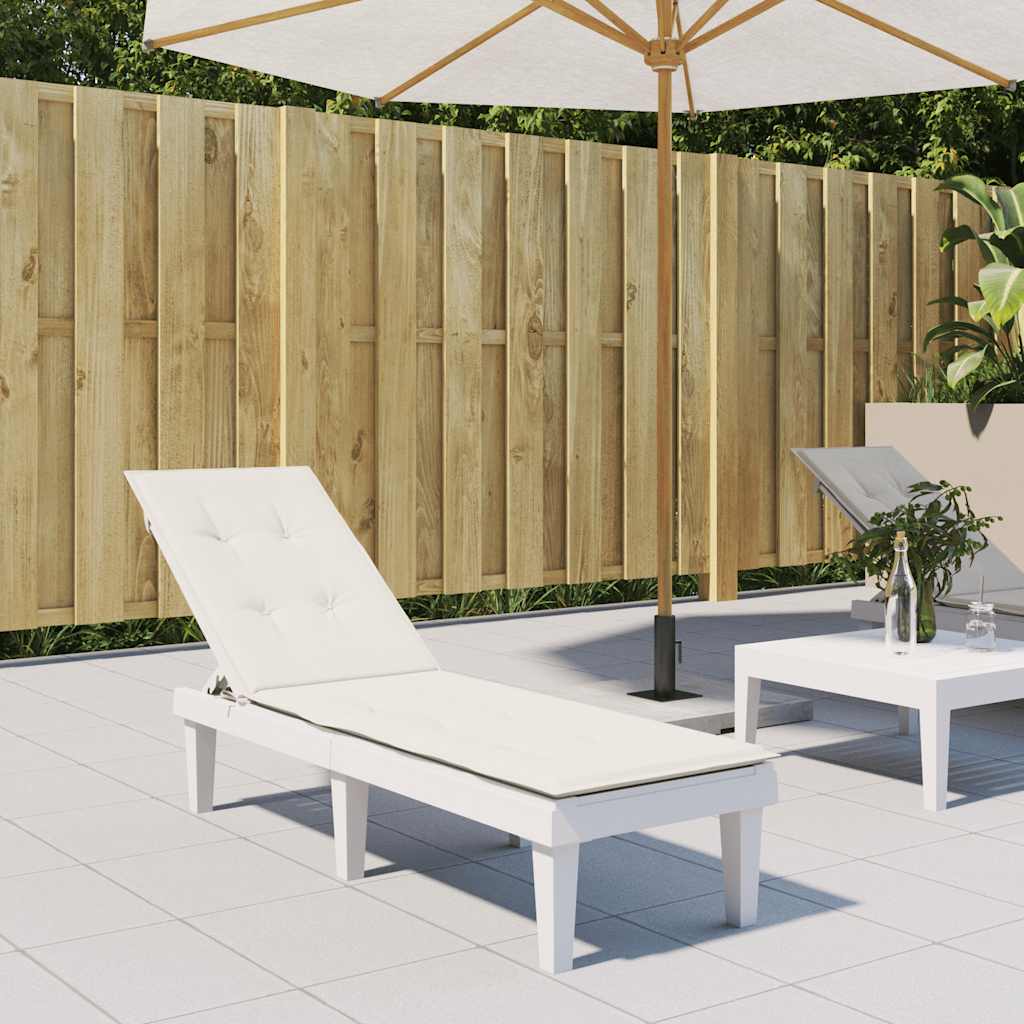 Cream polyester foam fiber cushion for deck chair with non-slip straps and soft padding