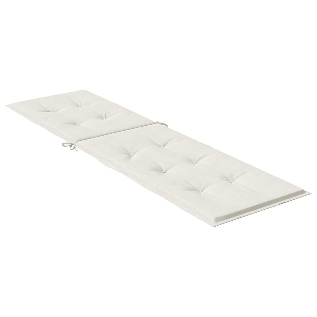 Cream melange polyester deck chair cushion with foam fiber filling and securing straps.