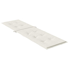 Cream melange polyester deck chair cushion with foam fiber filling and securing straps.