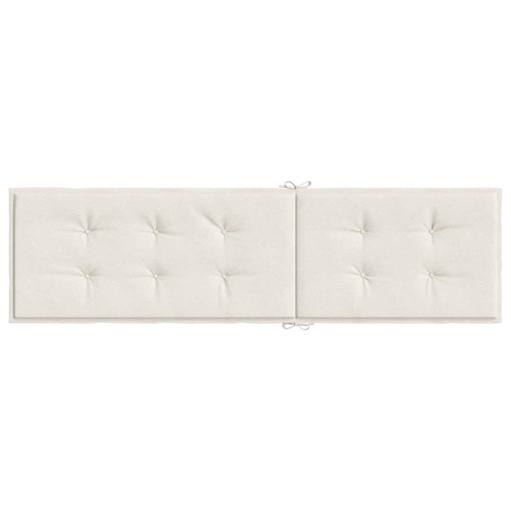 Cream melange deck chair cushion with polyester foam fiber filling and ties.