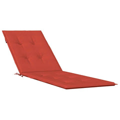 Red deck chair cushion made of durable polyester with foam filling and non-slip features.