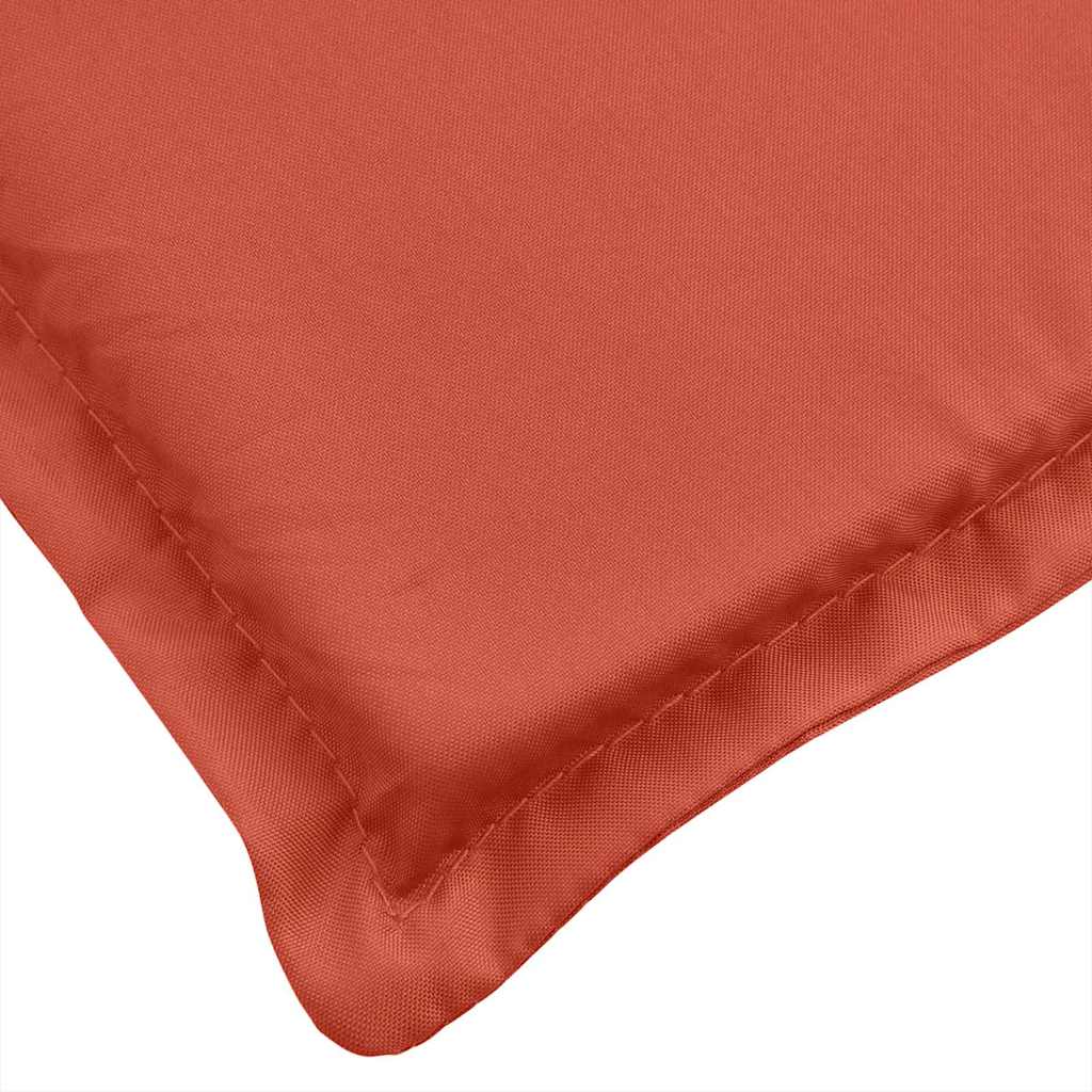 Red deck chair cushion made of durable polyester with foam filling and non-slip features.