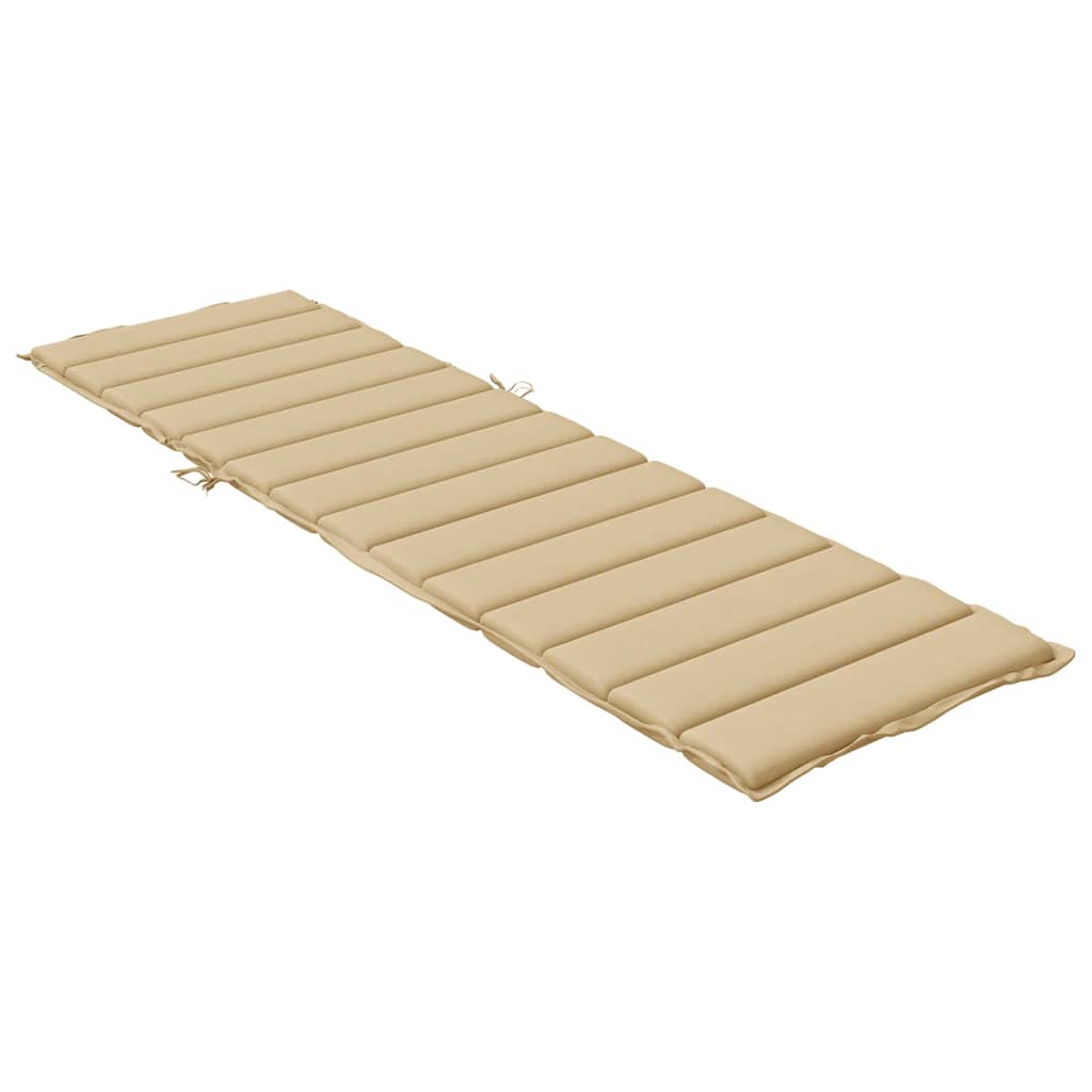 Beige melange sun lounger cushion, 78.7x23.6x1.6 inches, with ties.