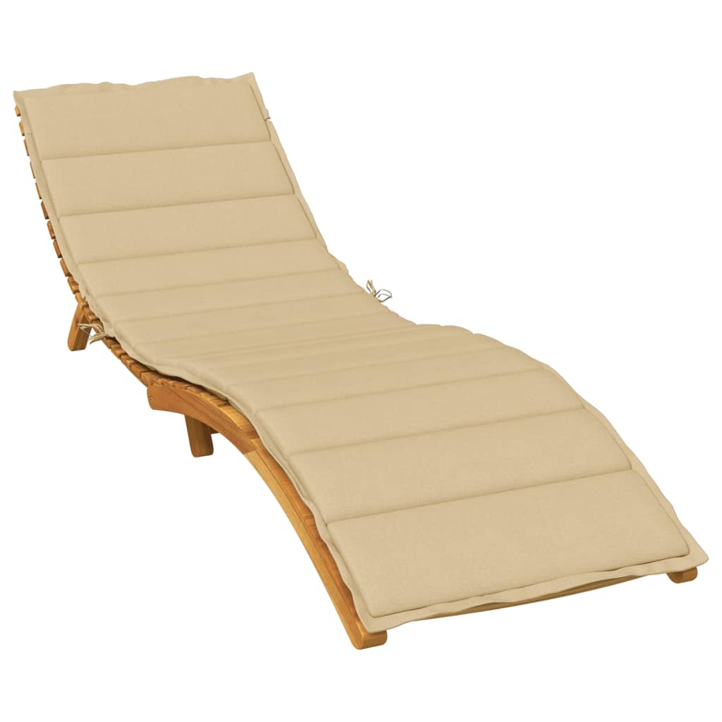 Beige melange sun lounger cushion with tufted padding and tie straps, 78.7x23.6x1.6 inches.