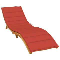 Red melange polyester foam sun lounger cushion, 78.7x23.6x1.6 inches, with ties.