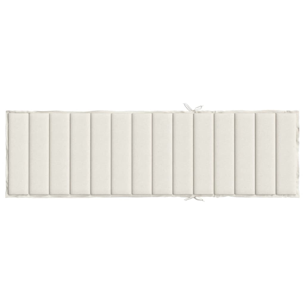 Cream melange sun lounger cushion with tufted polyester surface and ties, 78.7x27.6x1.6 inches.