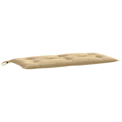 Beige rectangular garden bench cushion with tufted design and ties, 39.4x19.7x2.8 inches.