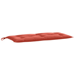 Red polyester garden bench cushion, 39.4x19.7x2.8 inches, with ties.