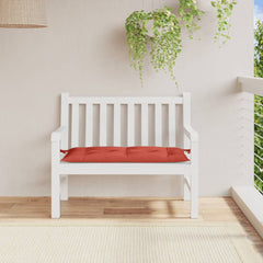 Red melange polyester garden bench cushion, 39.4x19.7x2.8 inches, with ties.