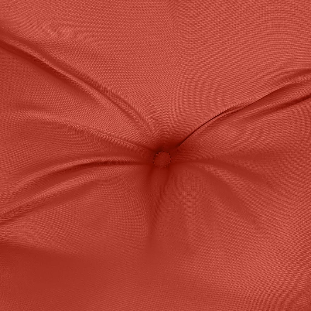 Red polyester garden bench cushion with tufted center and ties, 39.4x19.7x2.8 inches.