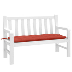 Red melange fabric garden bench cushion, 47.2x19.7x2.8 inches, with corner ties.