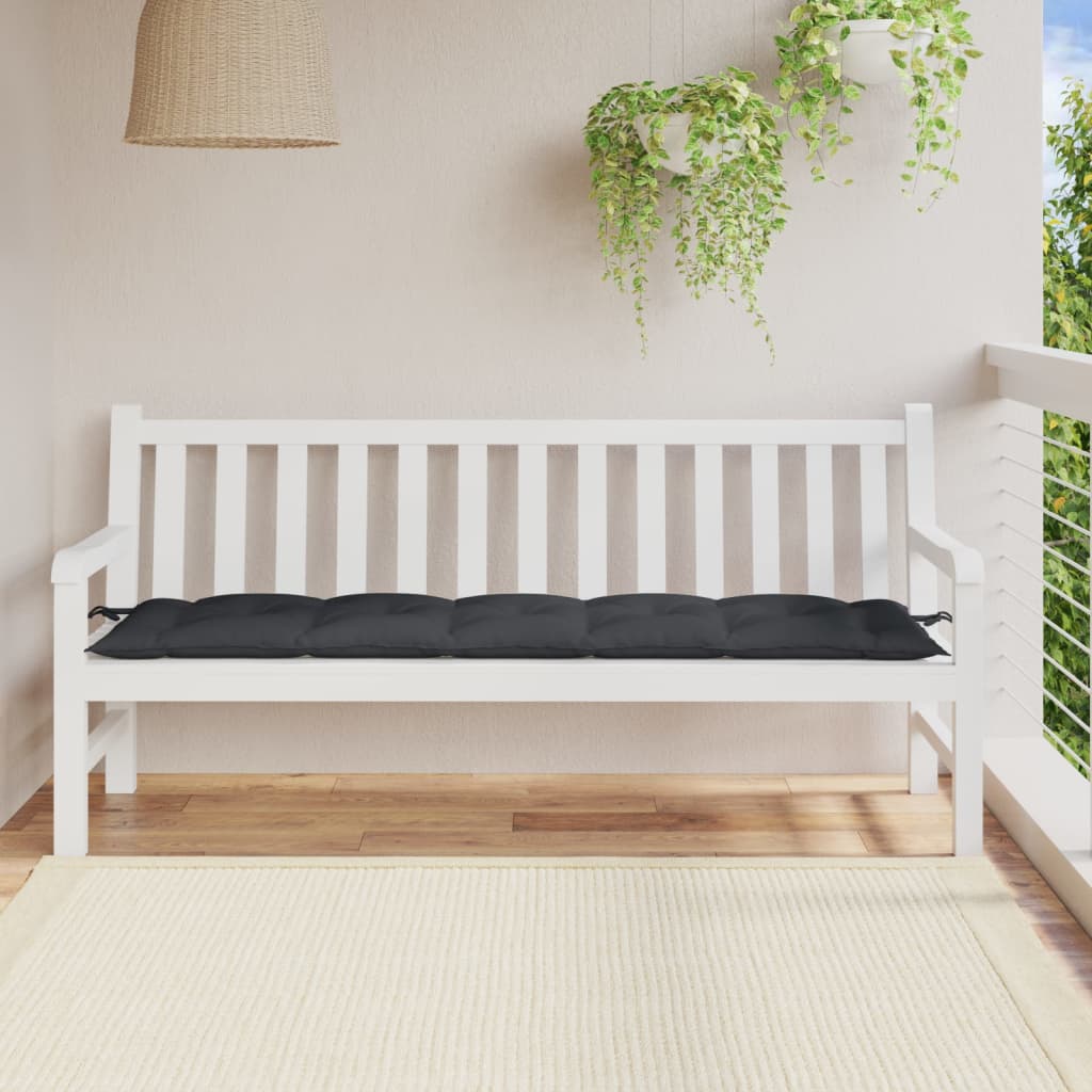 Anthracite melange garden bench cushion with ties, sized 70.9x19.7x2.8 inches.