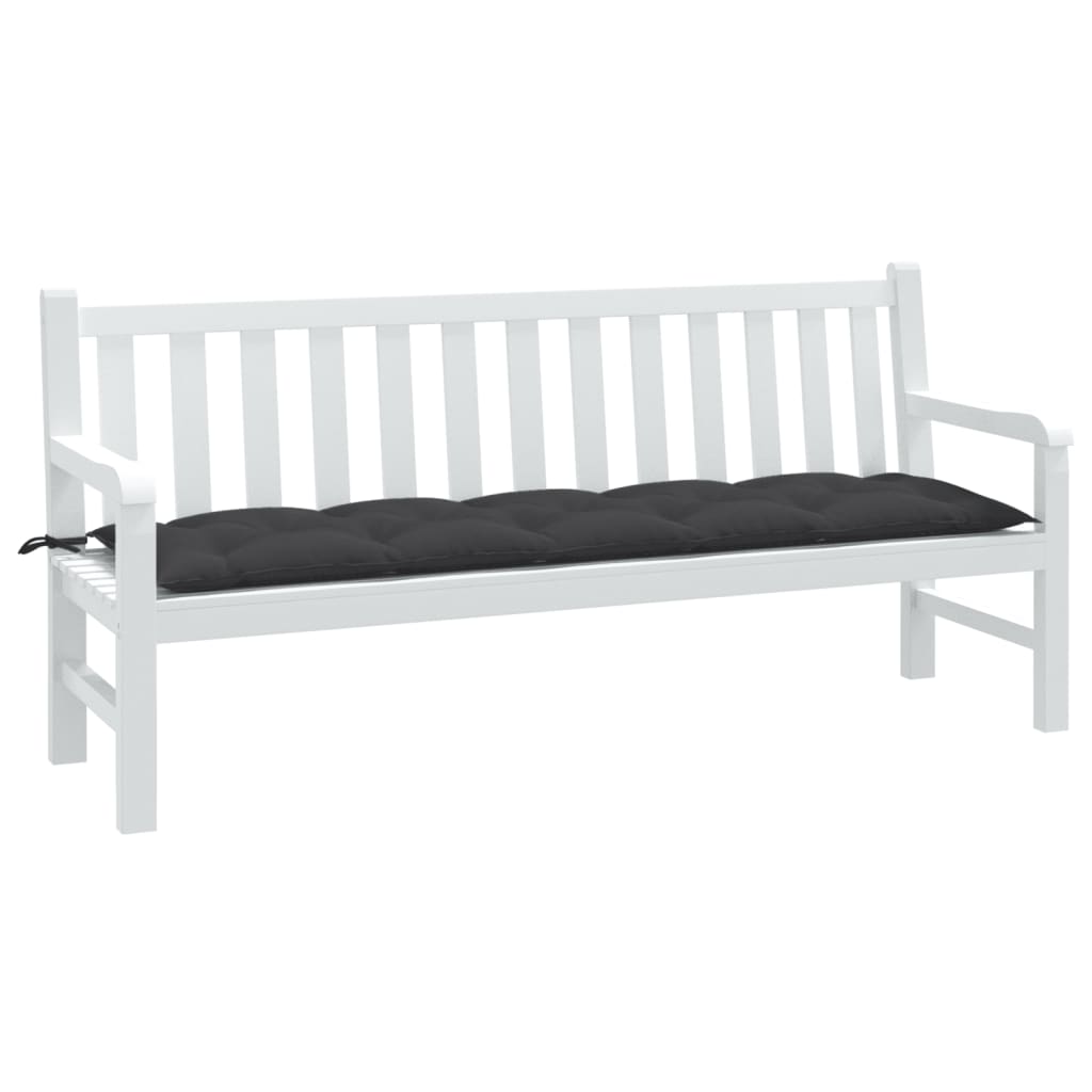 Anthracite melange garden bench cushion, 70.9x19.7x2.8 inches, with ties.