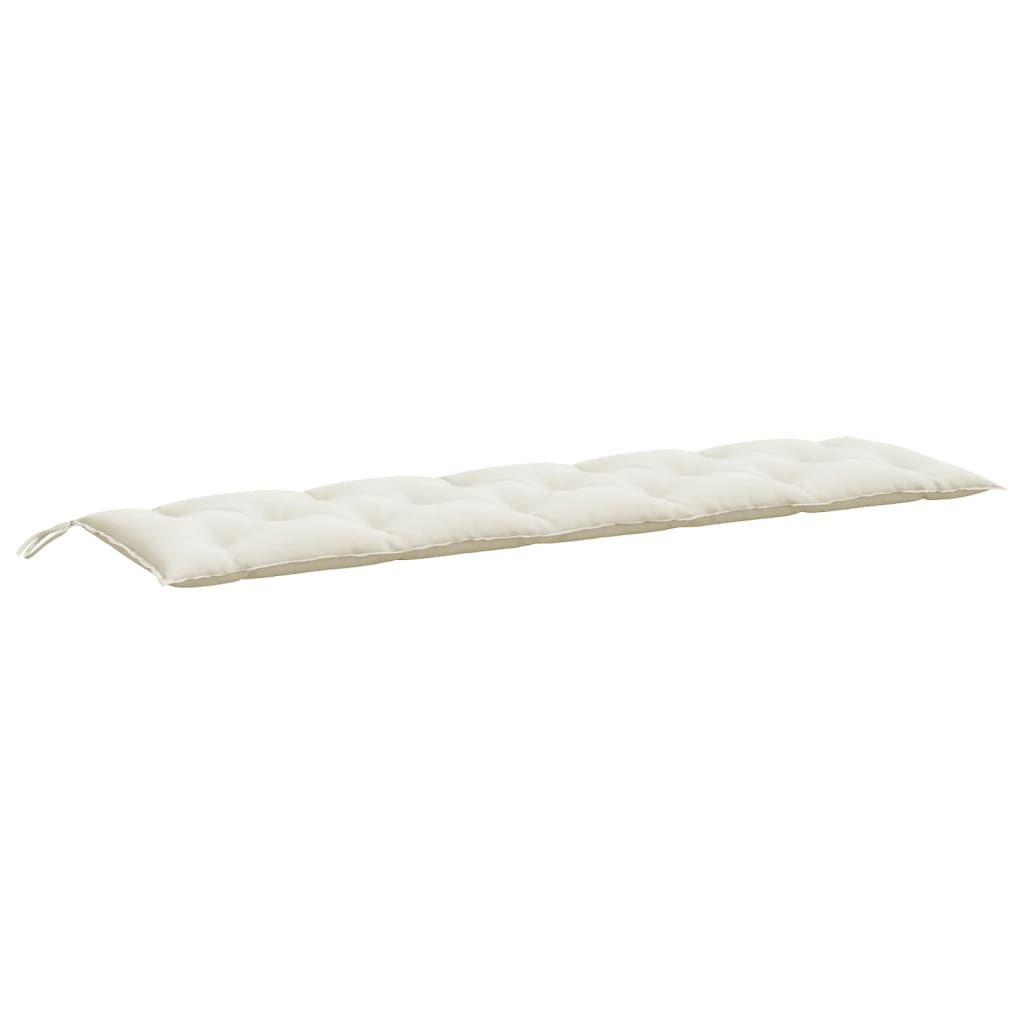 Cream melange polyester garden bench cushion, 70.9x19.7x2.8 inches, with ties.