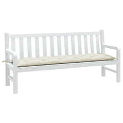 Cream melange polyester garden bench cushion, 70.9x19.7x2.8 inches, with ties.