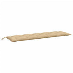 Beige rectangular garden bench cushion with tufted surface and ties, 70.9x19.7x2.8 inches.