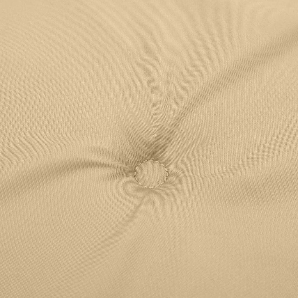 Beige melange garden bench cushion with tufted center, 70.9x19.7x2.8 inches.