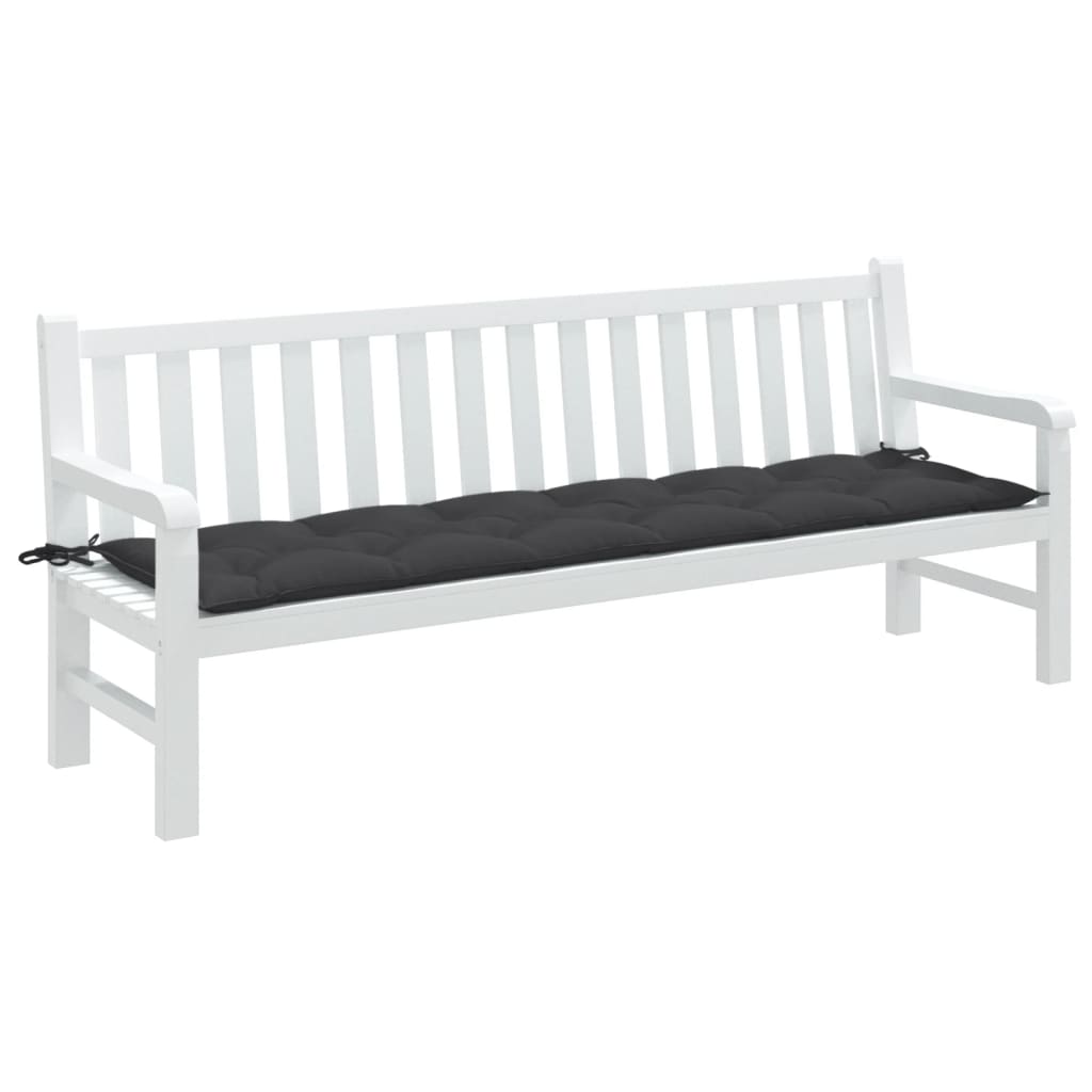 Anthracite melange garden bench cushion, 78.7x19.7x2.8 inches, with ties.