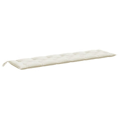 Cream melange garden bench cushion, 78.7x19.7x2.8 inches, with ties.