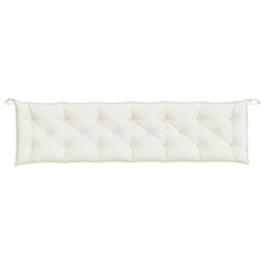 Cream melange garden bench cushion, 78.7x19.7x2.8 inches, with ties and tufted design.