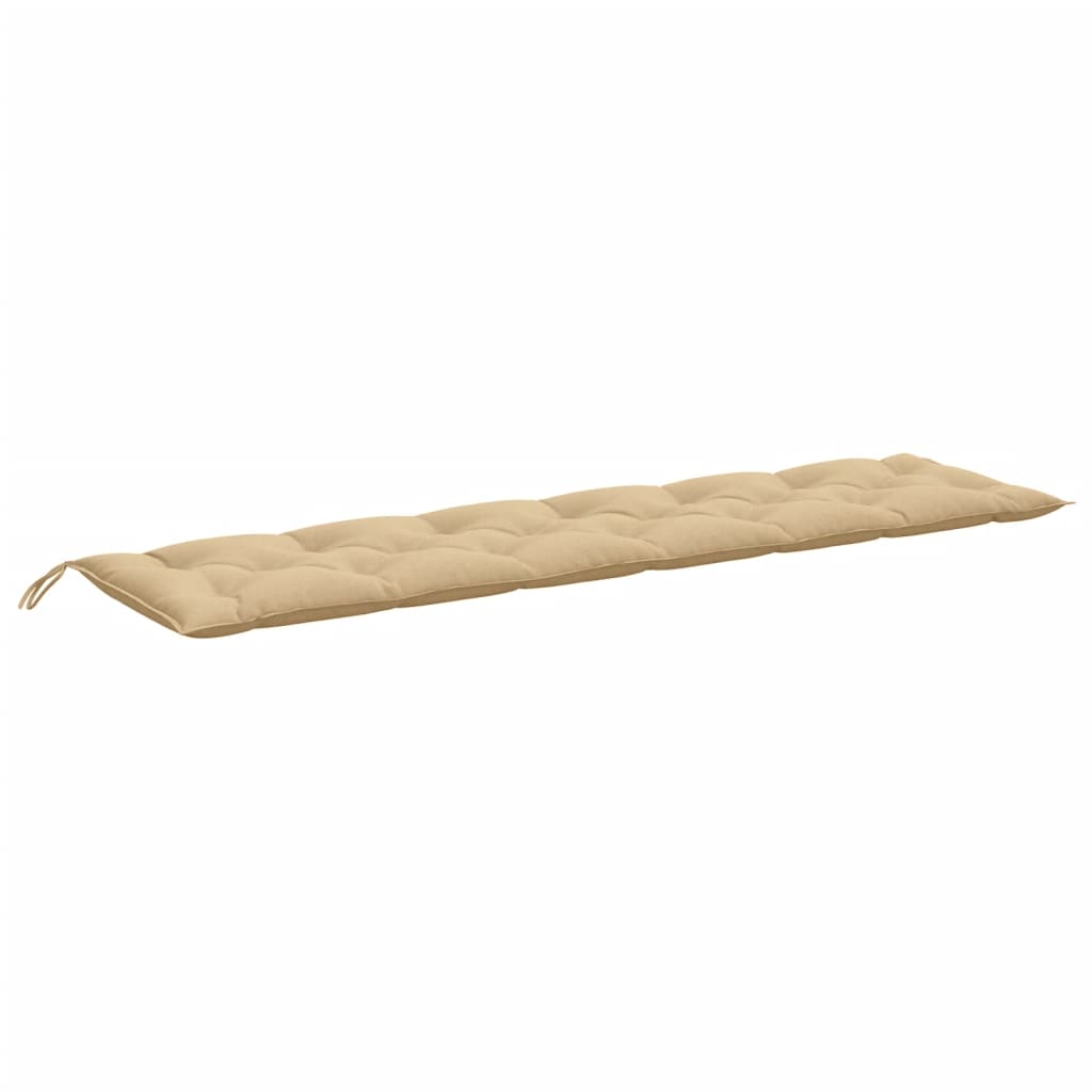Beige melange fabric garden bench cushion, 78.7x19.7x2.8 inches, with corner ties.