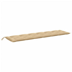 Beige melange fabric garden bench cushion, 78.7x19.7x2.8 inches, with corner ties.