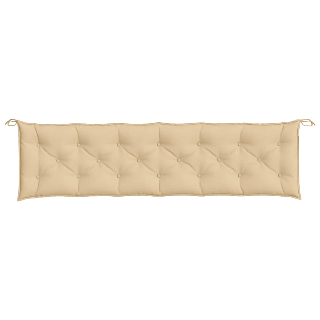 Beige melange fabric garden bench cushion, 78.7x19.7x2.8 inches, with corner ties.