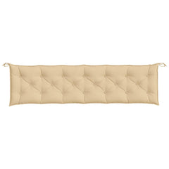 Beige melange fabric garden bench cushion, 78.7x19.7x2.8 inches, with corner ties.