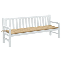 Beige melange fabric garden bench cushion with ties, 78.7x19.7x2.8 inches.