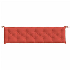 Red polyester garden bench cushion with tufted design and ties, 78.7x19.7x2.8 inches.