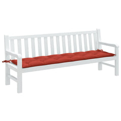 Red polyester garden bench cushion with ties, 78.7x19.7x2.8 inches.