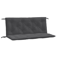 Two anthracite melange garden bench cushions, each 47x20 inches with ties.