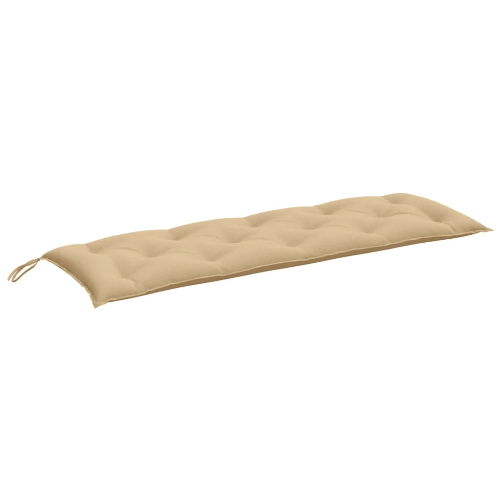 Beige Melange fabric garden bench cushions, 2 pieces, 59.1x19.7x2.8 inches, with ties.