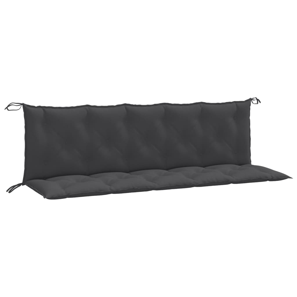 Two anthracite melange garden bench cushions, each 70.9x19.7x2.8 inches, with ties.