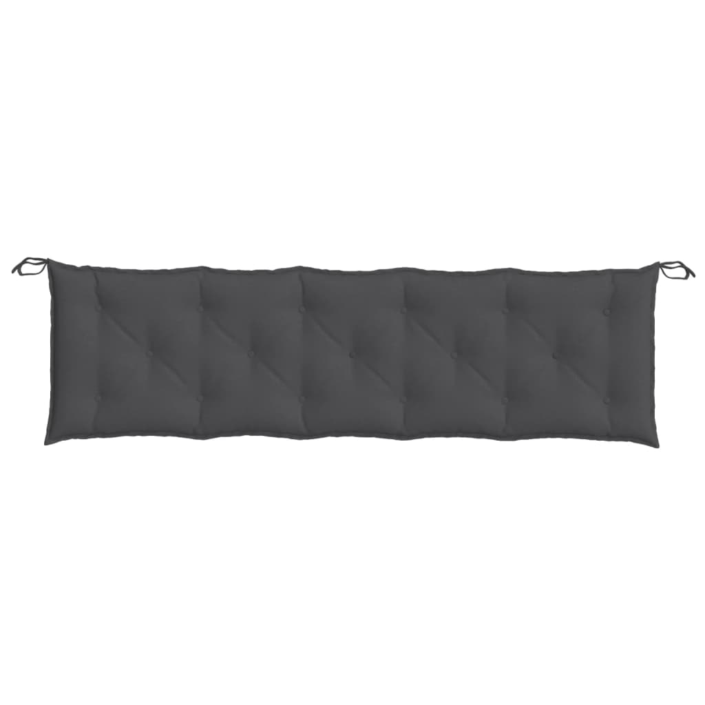 Two anthracite melange garden bench cushions, each 70.9x19.7x2.8 inches with ties.