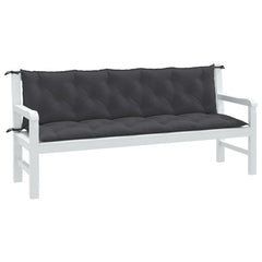 Two anthracite melange garden bench cushions with ties, sized 70.9x19.7x2.8 inches.