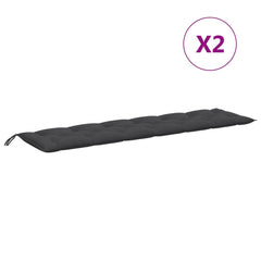 Two anthracite melange garden bench cushions, each 78.7x19.7x2.8 inches with ties.
