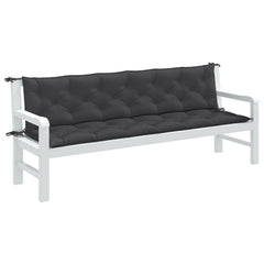 Two anthracite melange garden bench cushions, each 78.7x19.7x2.8 inches, with ties.
